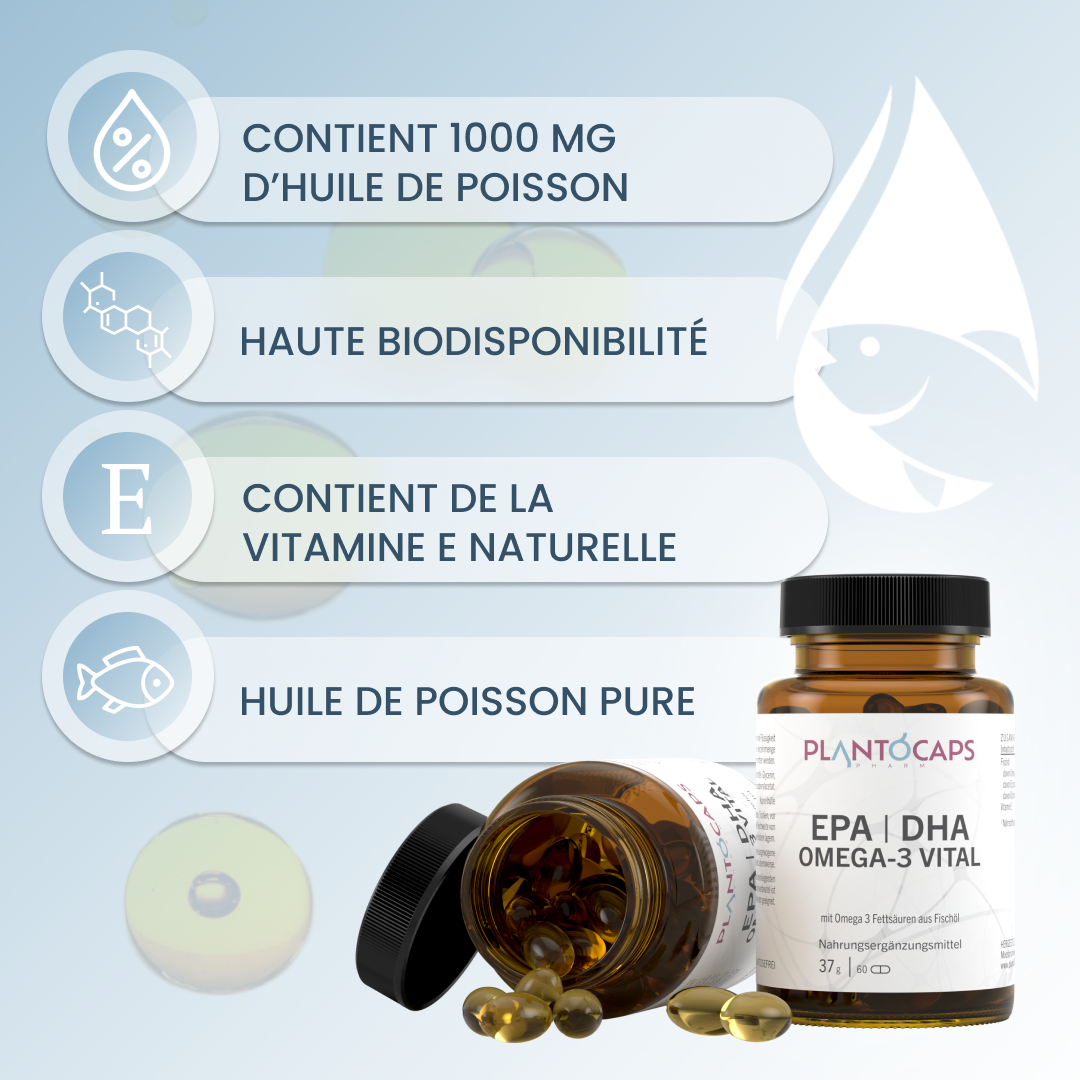 plantoCAPS EPA DHA OMEGA-3 VITAL Capsules 60 pcs - Benefits