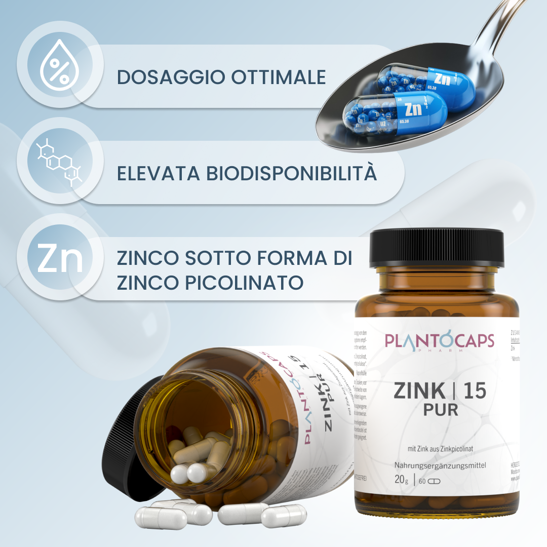 plantoCAPS ZINK 15 PUR Capsules 60 pcs - Benefits
