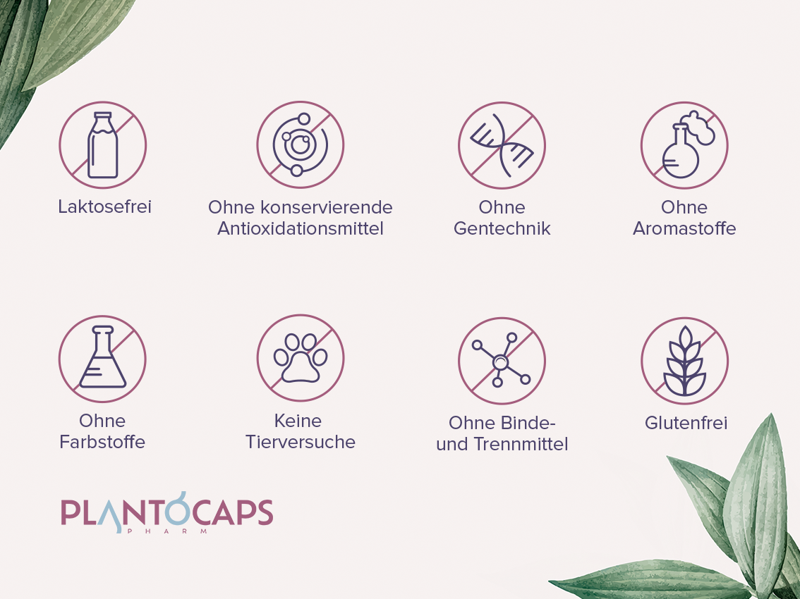 Icons-nicht-enthalten-gebrandet Laktosefrei, ohne konservierende Antioxidationsmittel, ohne Gentechnik, ohne Aromastoffe, ohne Farbstoffe, keine Tierversuche, ohne Binde- und Trennmittel und Glutenfrei.